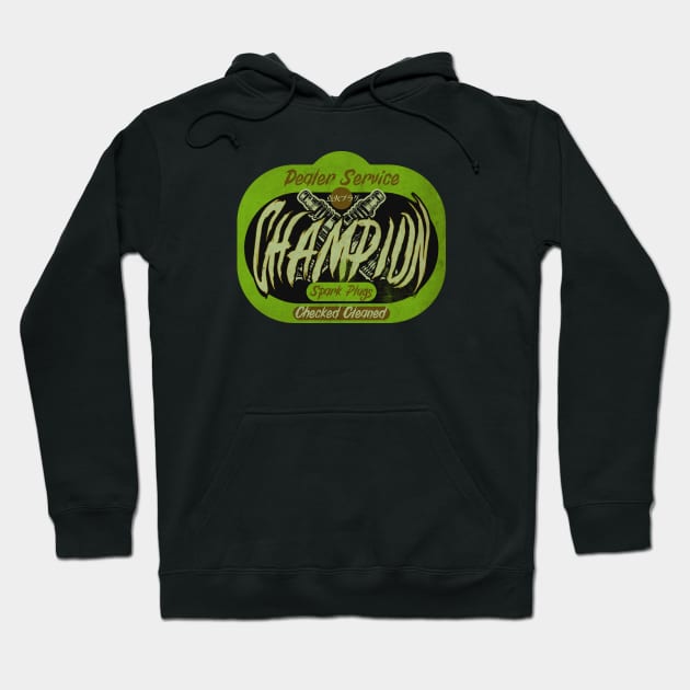 Green Vintag Spark Plug Sign Hoodie by CTShirts